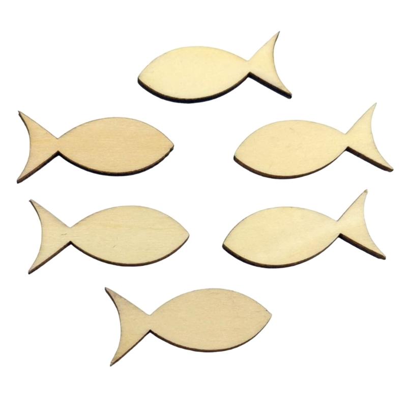 Pack of 50pcs Wood Fish Table Decors Fish Wood Christening Fish Great for Crafting Christening Decorations Home