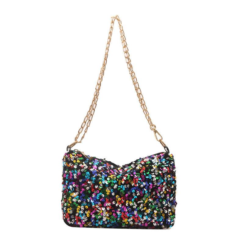 2024 New Summer Fashion Sequin Underarm Bag Women's Chain Small Square Bag Street Trend