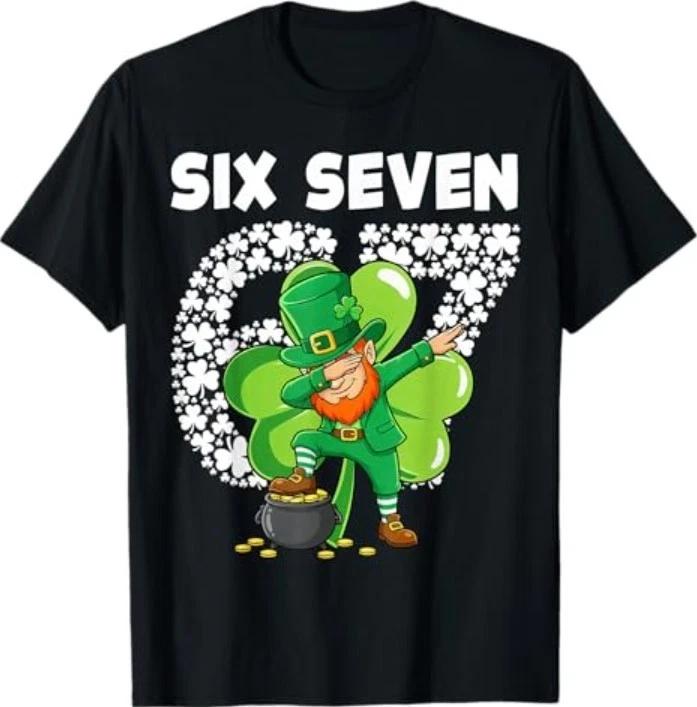 Six Seven 67 Meme St Patricks Day Dab Leprechaun T-Shirt XXL