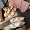 Grape Mom Studiolee French Retro Bow One Word with Shallow Mouth Flat Bottom Ballet Shoes Women's Summer and Autumn