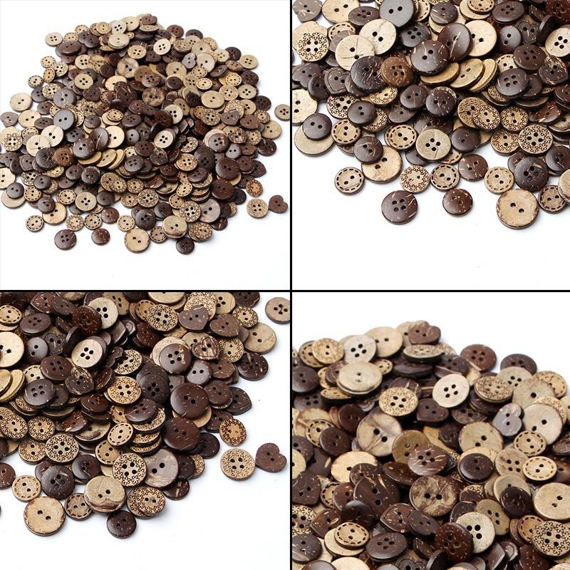 50pcs lot 18mm Brown Coconut Shell-4 Holes-Buttons Sewing Scrapbooking Diy Clothing Accessories