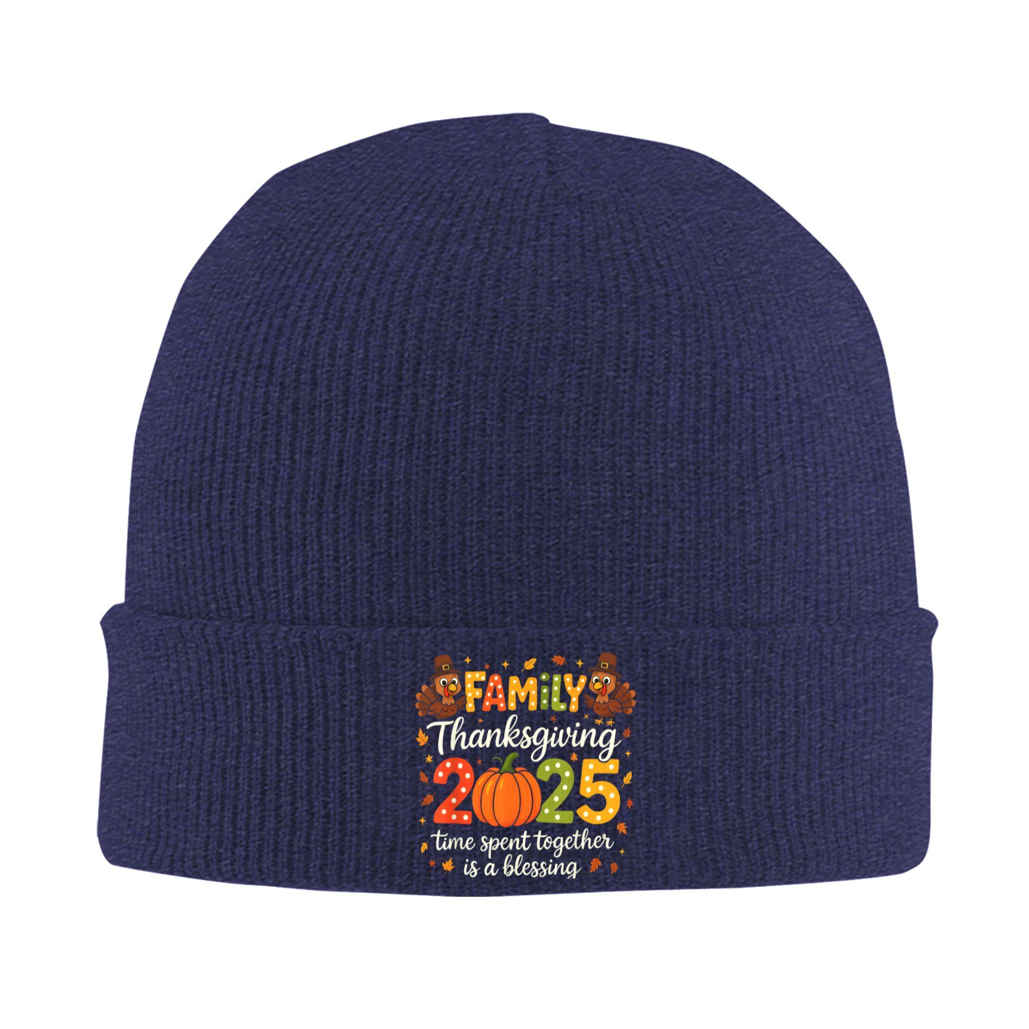 

Family Time Spent Together is A Blessing Thanksgiving 2025 Beanie Hats Knitted Hat Men Women Fashion Warm Caps Sport Bonnet Hats One Size