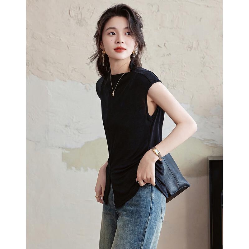 Elegant Urban Chic Sleeveless Ruched Tank Top L