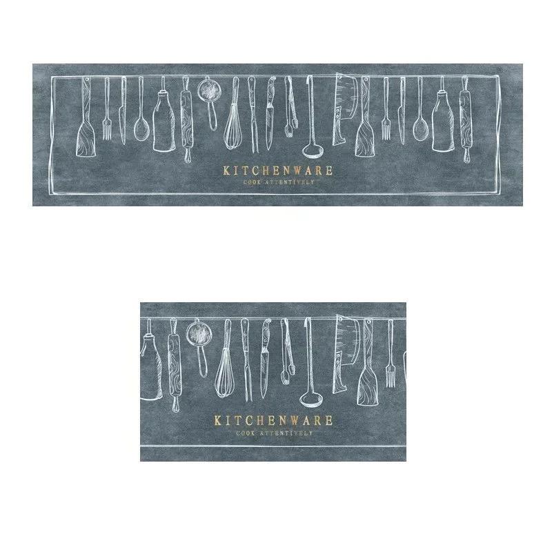 Kitchen Floor Mat Pvc Waterproof Carpet Non-slip Foot Mats Leather Oil Proof Carpets Long Rug Black Plaid Home Decoration Rugs