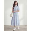 Plus-Size Women's Clothing for Fat Girls, Korean Style Simple Style Lapel Tie Waist Dress 2026 Summer Elegant Slimming Long Dress