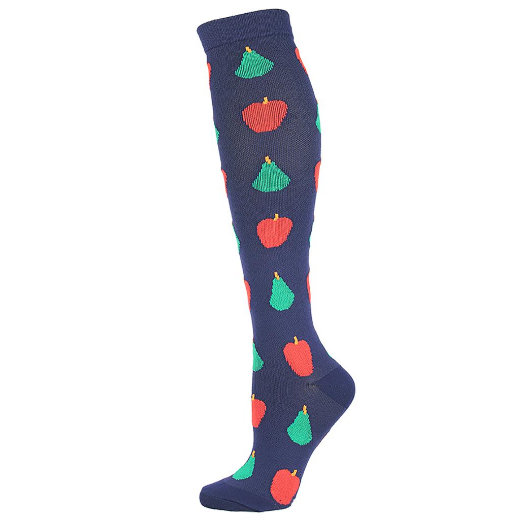 Women's Absorb Sweat Print Nylon Long Tube Compression Outdoor Sports Socks