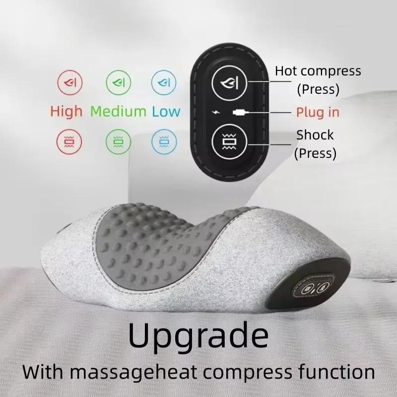 

Electric Massage Pillow Vibration Hot Compress Cervical Massager Memory Foams Ergonomic Sleeping Pillow Neck Relax Health Care серый