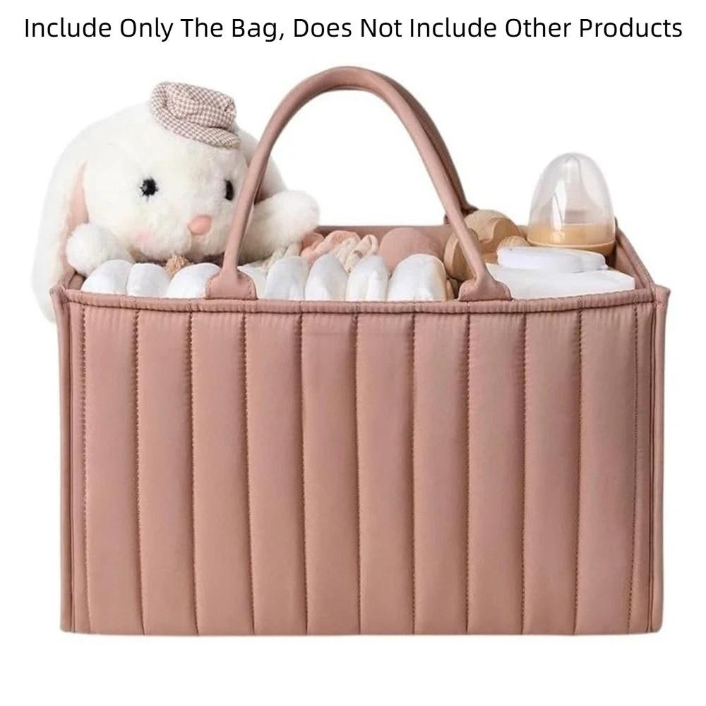 Large Capacity Baby Diaper Organizer Floral Beige Diaper Storage Bag  Outdoor Travel Pink