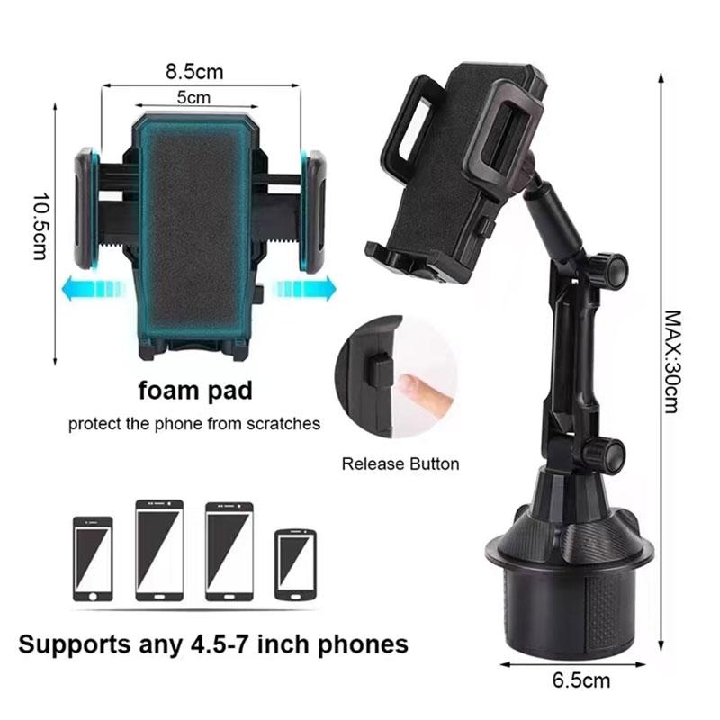 Car Phone Holder Water Cup Holder Mount Car Interior Accessories Anti-slip Adjustable Long Tube Cell Navigation Suppor