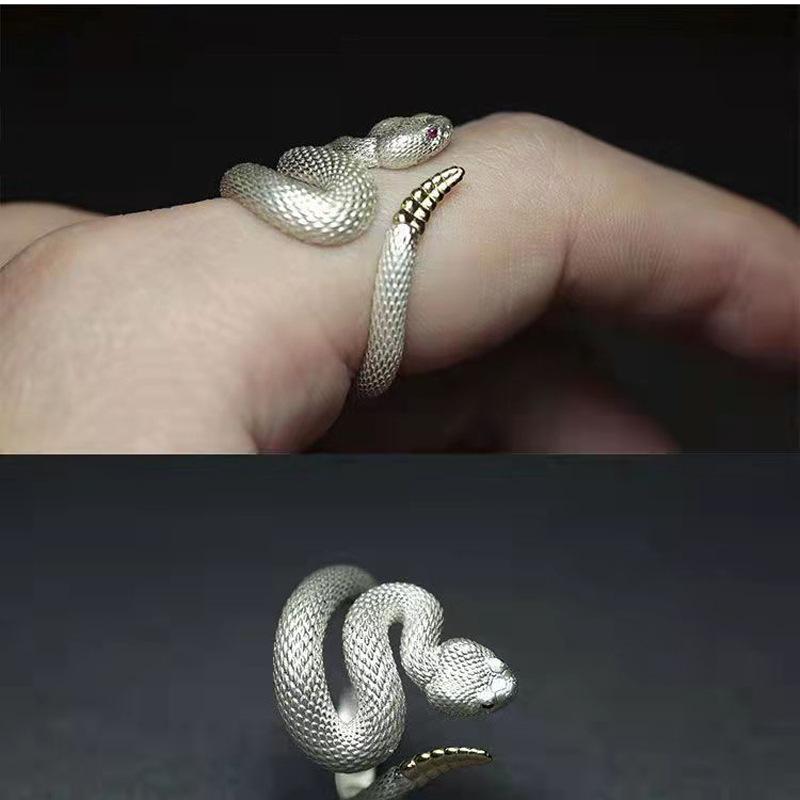 Klapperslange Hoved Ring Trendy Røver Og Flot Til Mænd Og Kvinder Dominerende Temperament Som Avanceret Personlighed Live Pegefinger Ring