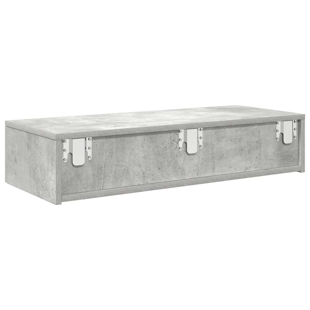 Wall Mounted Shelf with Drawers Concrete Grey 80 x 33 x 17 cm Engineered Wood