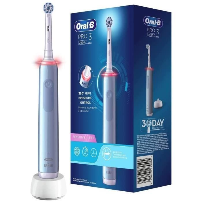 Brosse à dents électrique - Oral-B - Pro 3 - Capteur de pression - Autonomie 2 semaines - Modes de nettoyage