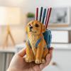 Creative Sculpture Golden Retriever Dog Pen Holder Cute Design Storage Box Pen Holder  Desk Use