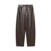 Women's High-Waisted Wide-Leg Leather Pants - Dark Brown, Winter Fashion, European & American Style