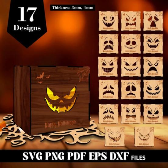 Halloweenská dýňová krabička Dřevěná krabička Jack-O-Lantern Ozdoba Stolní středový prvek Dýňová lucerna Krabička na halloweenskou párty dekoraci