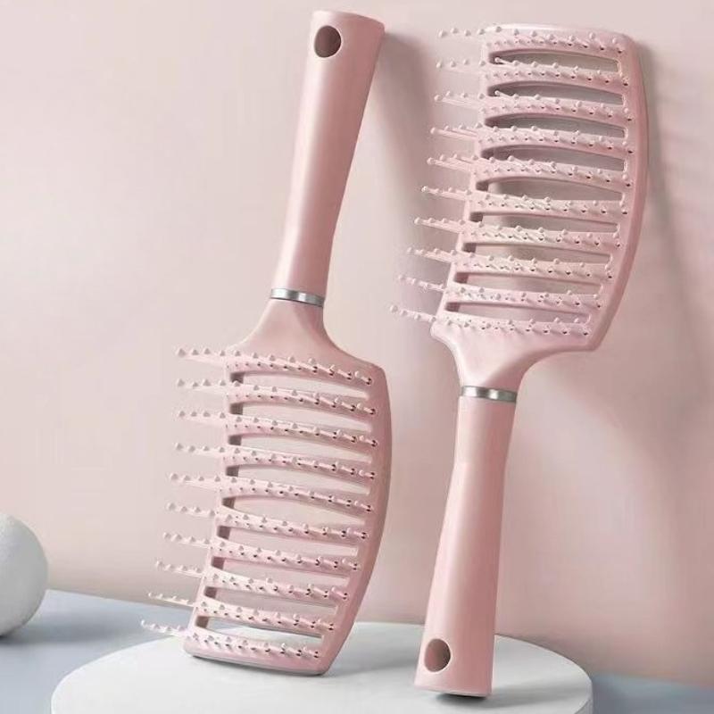 1Pc Pink Elastic Massage Combs Hollow Out Hair Brush Scalp Massage Combs Detangler Fast Blow Drying Hair Styling Detangling Tool