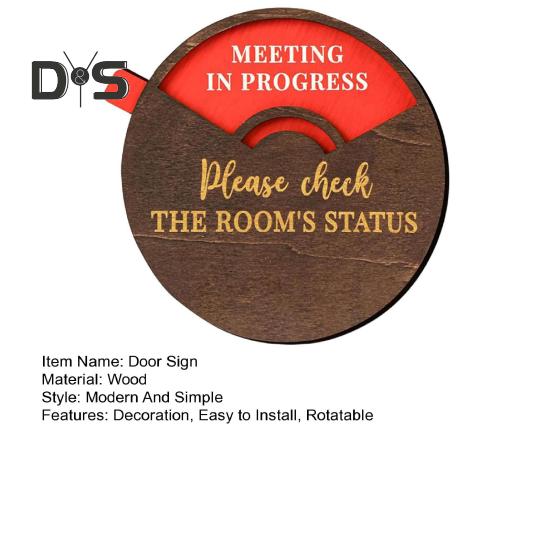Rotatable Wooden Office Door Sign Meeting In Progress Office Door Busy Sign Welcome Please Knock Meeting Room Door Plaque Decoration
