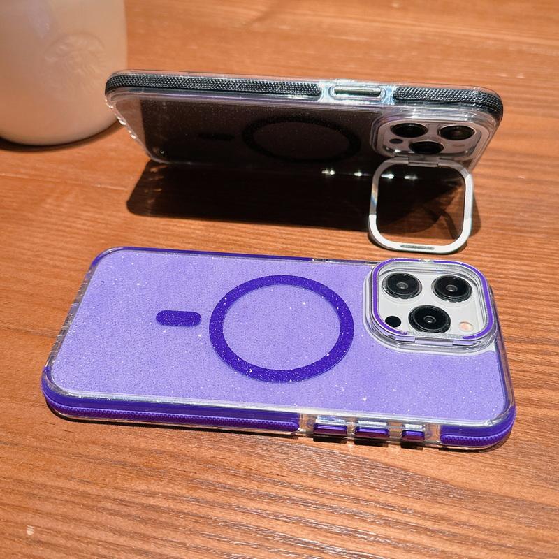 Suport pentru cameră cu sclipici colorat Husă pentru telefon pentru iPhone 15 Plus 14 Pro Max 13 12 Pro 11 Protecție lentilă magnetică moale, transparentă, rezistentă la șocuri pentru husă MagSafe