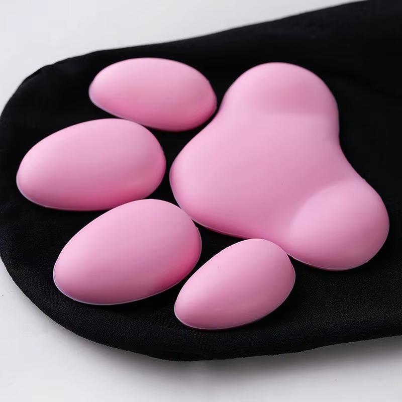 Cute Kawaii Anime 3D Cat Paws Over Knee Socks - Black 65