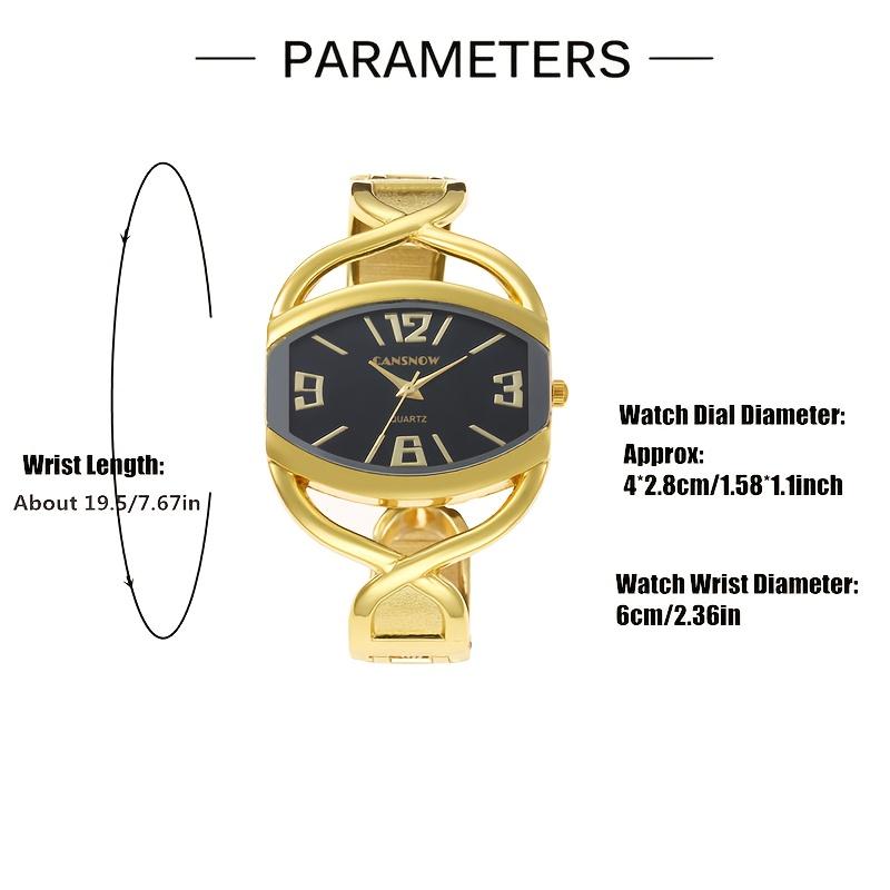 Luxury Golden-Tone Women'S Quartz Wristwatch Elegant White Dial & Golden Hands, Oval Case, Alloy Strap, Perfect Gift For Women