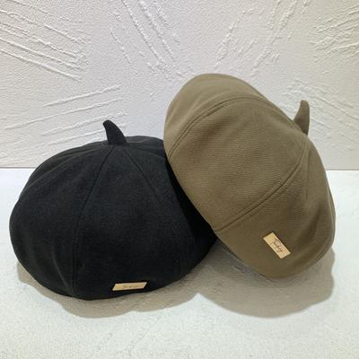 Black Letter Small Label Beret Women'S Season Retro Versatile Face Small Warm Traveling Painter Bud Hat