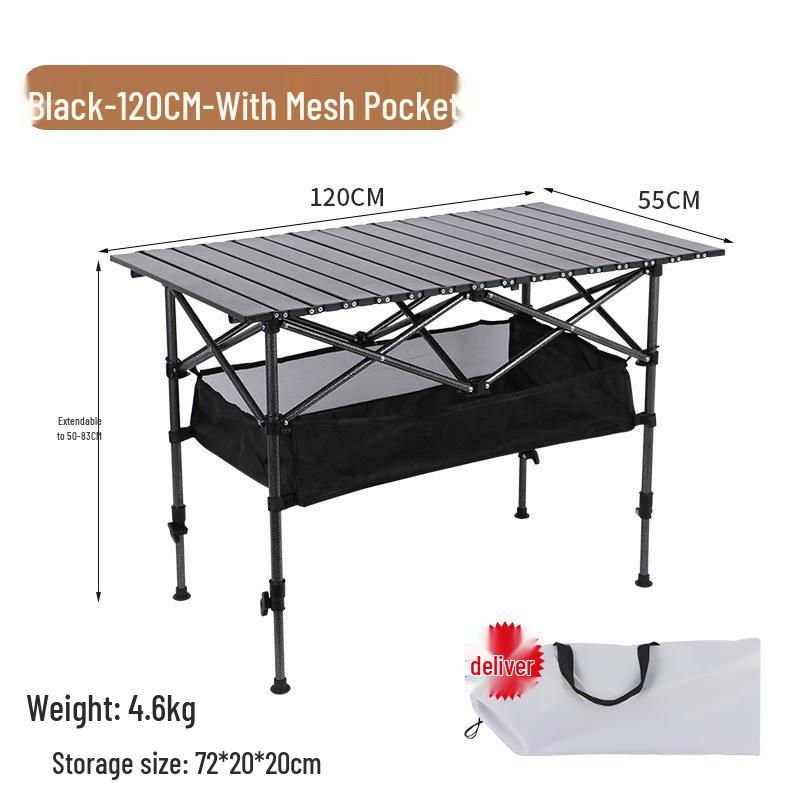 Adjustable Outdoor Folding Table - Portable Roll-Up for Camping, Street Stalls, BBQs, and Rentals