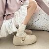 Winter Design Fur Women Mary Jane Shoes Concise Soft Sole Outdoor Shoes Ladies Comfort Warm Cotton Flats Shoes