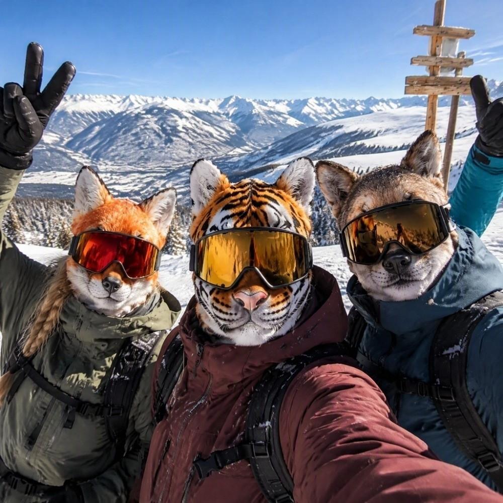 Soft Elastic Fabric Animal Face Ski Mask Vivid Animal Prints Animal Prints Mask  Outdoor Activities