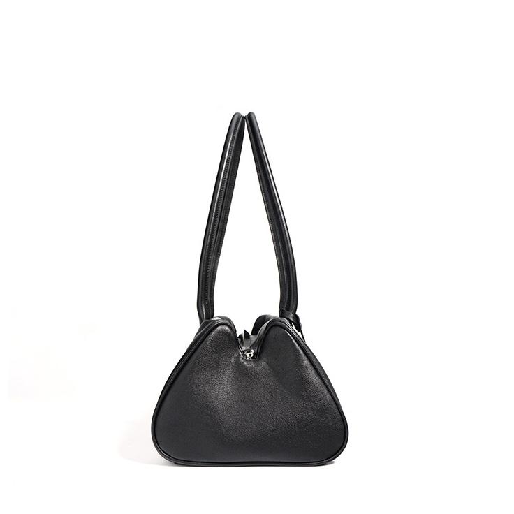 Women's Vintage Waxed Genuine Leather Underarm Bag, Long Cylinder Commuter Shoulder Bag, Baguette Pillow Handbag