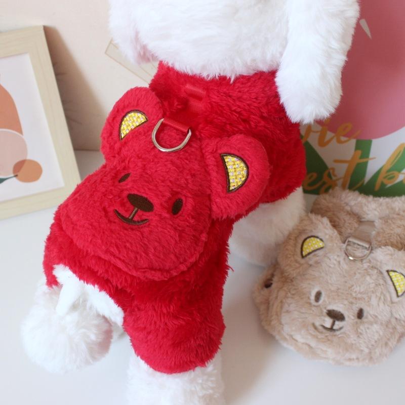 Dog clothes, autumn and winter clothes, new pet clothing can be towed, thickened bear four-legged velvet clothes, pet supplies