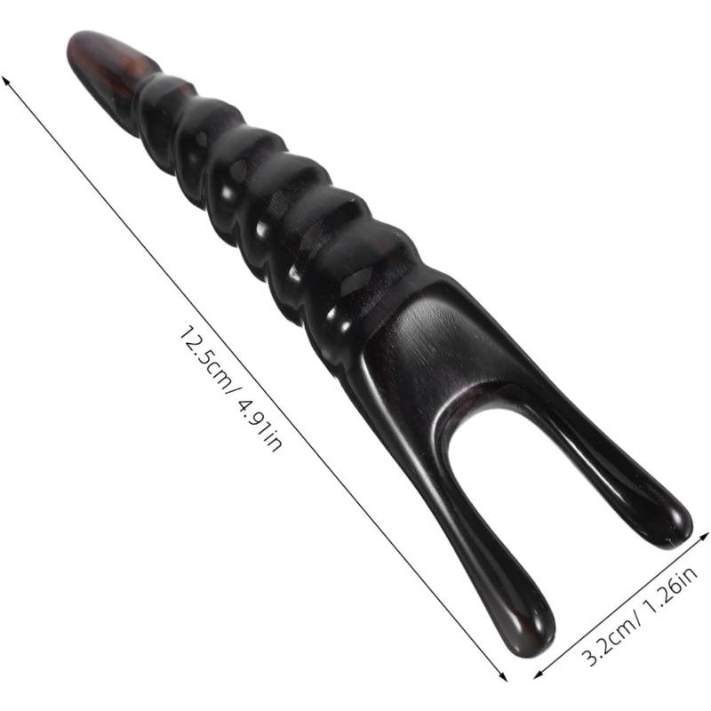 Portable Black Horn Massage Stick - Mini Gua Sha Tool for Face, Eyes & Neck, Acupressure Therapy for Eye Fatigue, Durable & Compact for Home