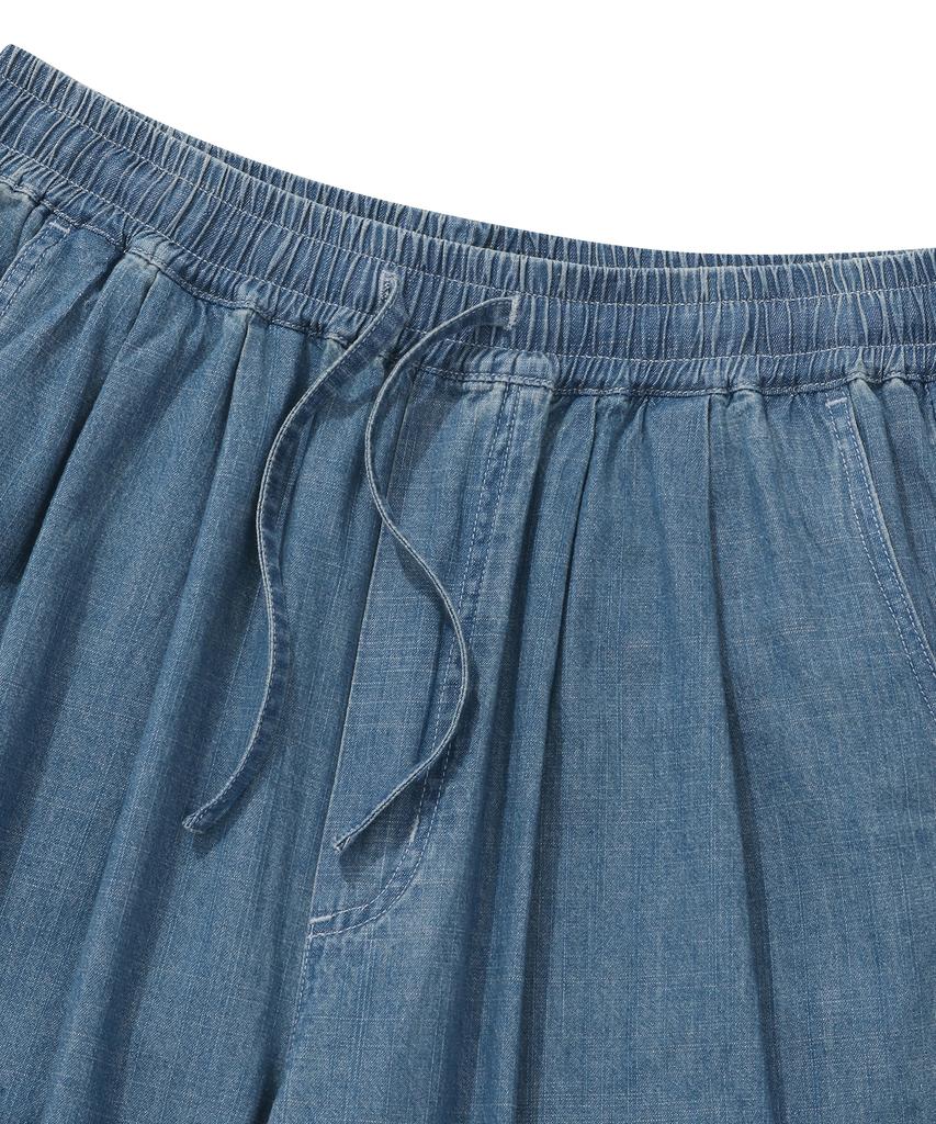 COLUMBIA UNIVERSITY Sl-Label Loose-Fit Denim Pintuck Pants Light Denim