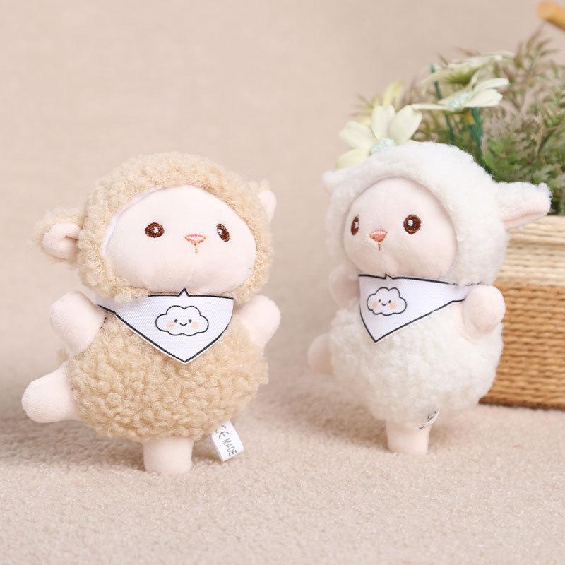 Candy Holder Pendant Plush Seated Sheep Keychain Pendant With Metal Ring Soft Cute Lamb Bag Charm Stuffed Accessory For Backpack