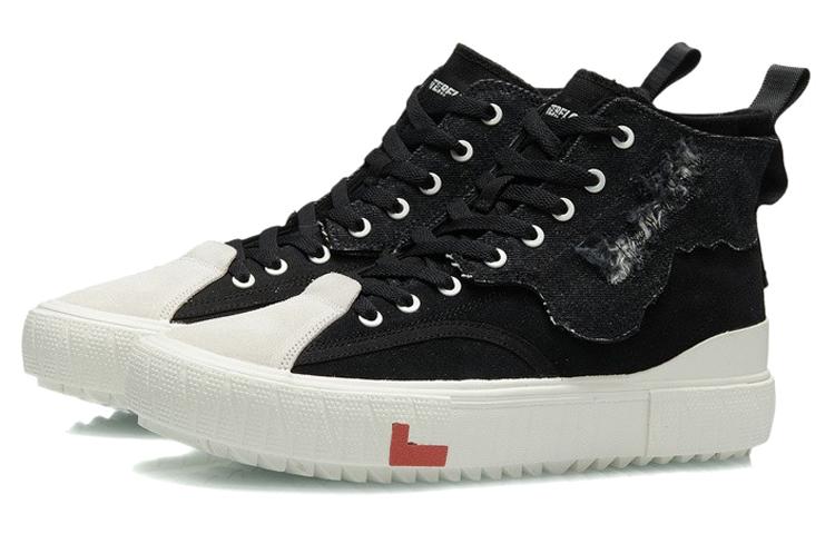 Li Ning CF Wear resistant And Lightweight High top Skateboard Shoes Men's Black White AGCR319-2