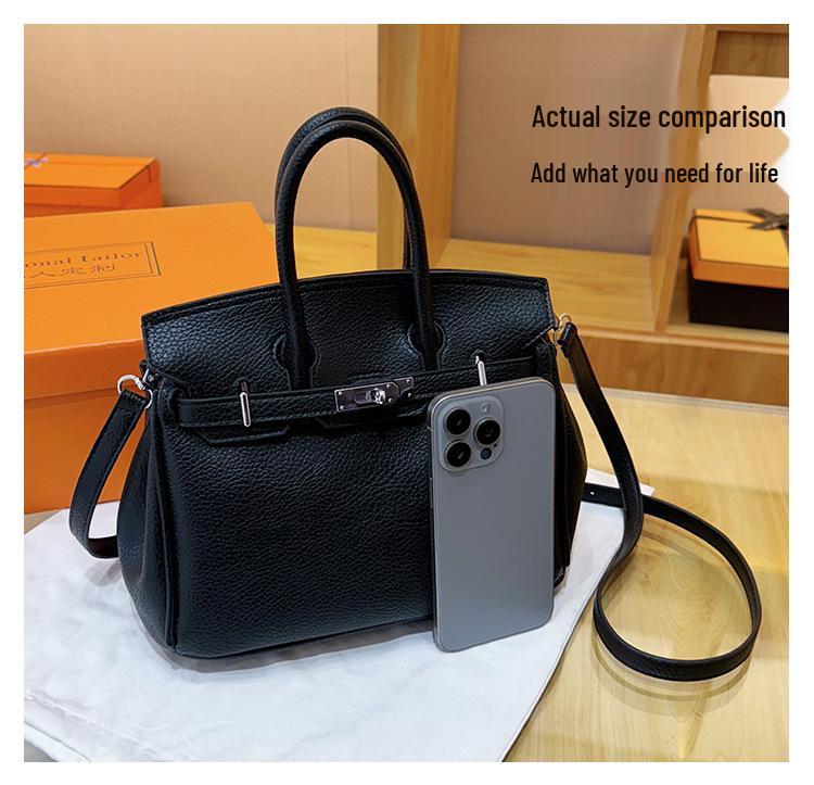 Lyxig handväska med litchi-korn: Stilfull, Mångsidig, Enaxlad & Crossbody Damväska