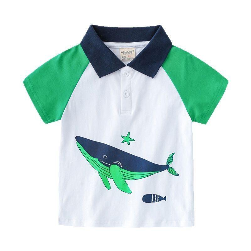 Short-Sleeved T-Shirt, Summer Boys' Polo Shirt, Half-Sleeved Top, Lapel Whale Kidsren's Clothing, Pullover for Small and Medium-Sized Kidsren