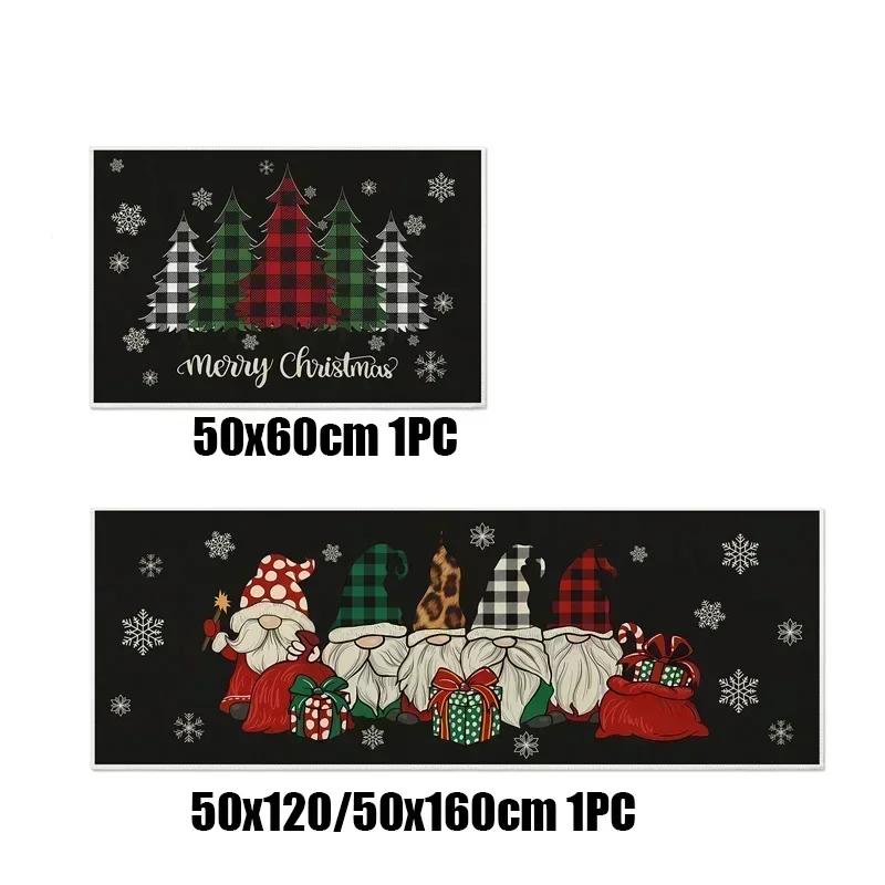 Christmas Kitchen Floor Mat Long Non-Slip Absorbent Floor Mat Household Kitchen Dirt Resistant Mat Door Mat Long Santa Carpet