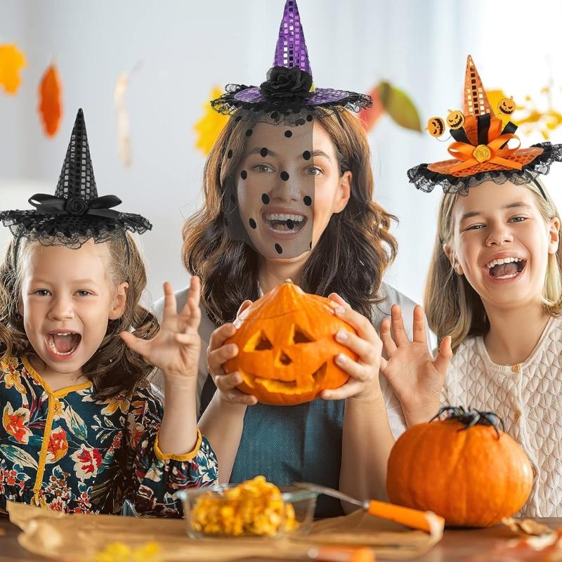 Witch Hat Headband for Adult Cosplay Party Costume Novelty Wizard Cap Hairband Holiday Masked Ball Headgear Accessories