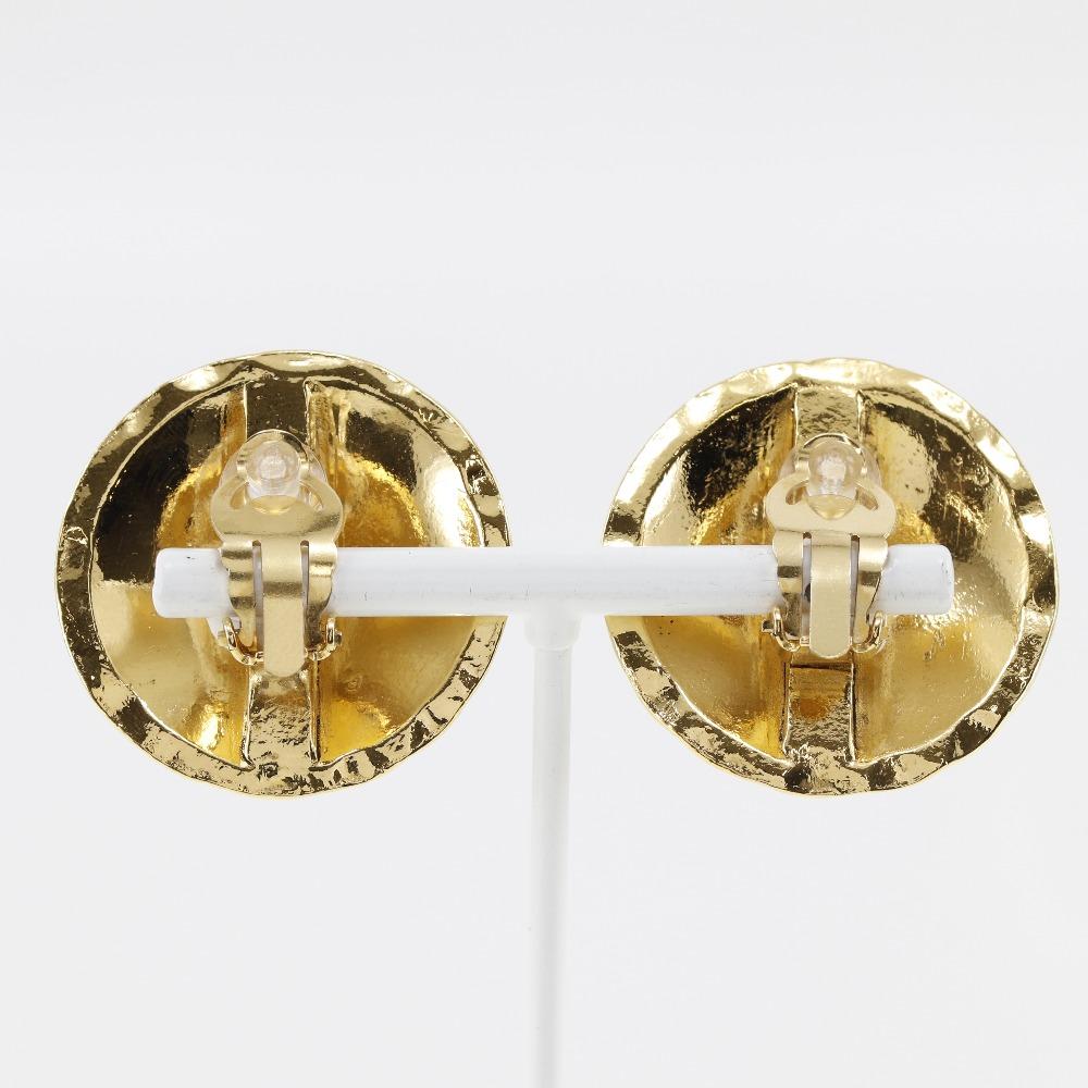 CHANEL COCO Mark Earring Matelasse Plated Gold 37.5g Women Used