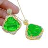Pendant New Chinese Style Green Stone Laughing Buddha Surrounded by Zircon Men and Women Buddha Necklace