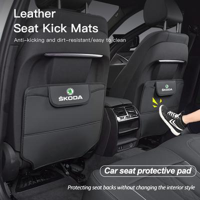 2026 Housse Anti-Coup de Pied Arrière de Siège Auto en Cuir Protecteur Pour Skoda Fabia Superb Yeti Octavia Rapid Kodiaq Mk3 A4 A6 A7 2 3 A