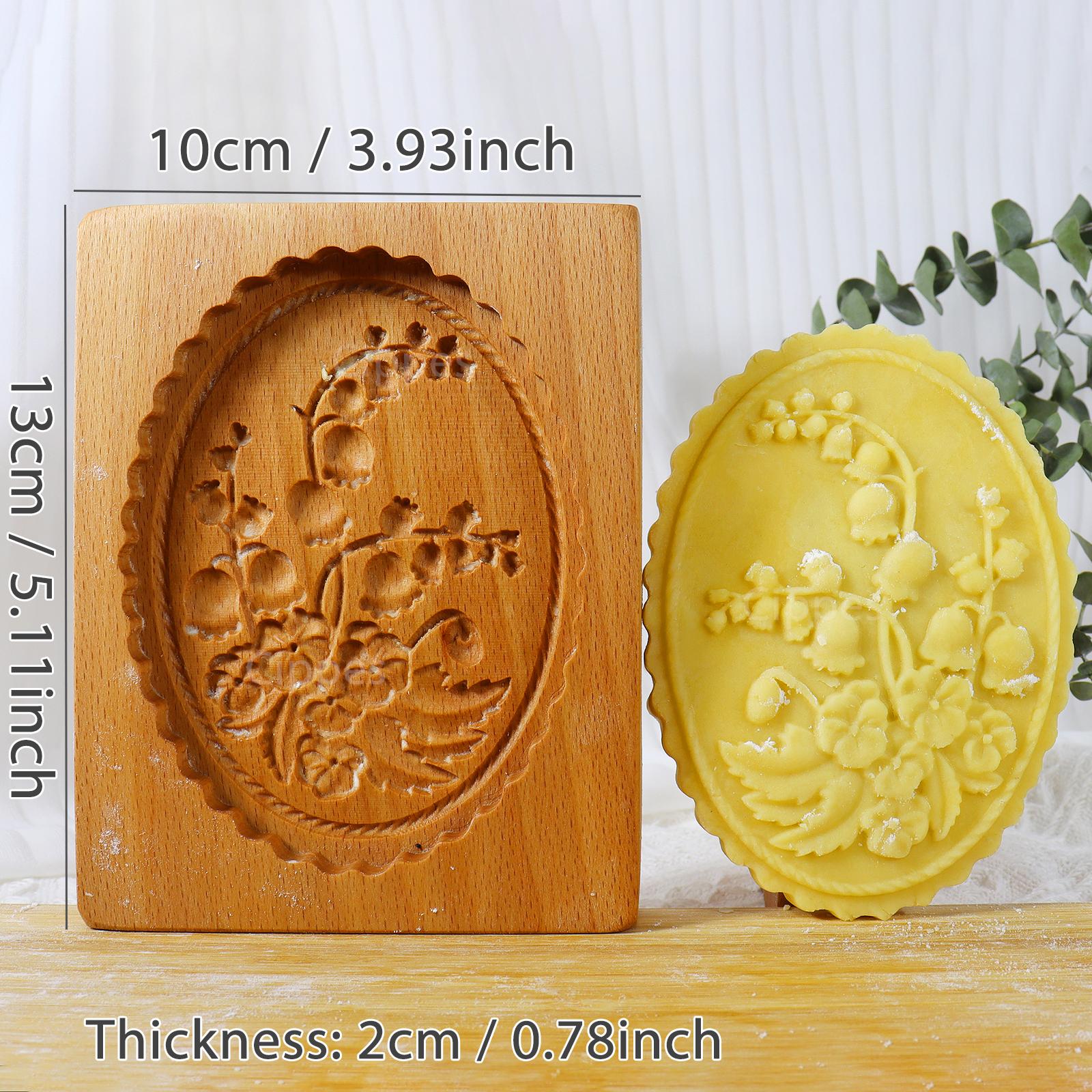 

Wood Cookie Molds with Lily of the valley Pattern, 3D DIY Carved Embossed Cookie Cutter Moulds for Baking, Fondant Cake Biscuit