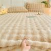 Coral Velvet Bubble Milk Fitted Sheet: Thick Winter Mattress Protector