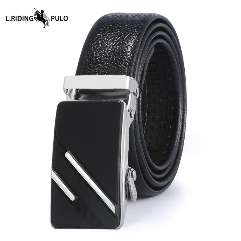 Pánský kožený opasek s automatickou sponou, business, korejský styl, kreativní, ležérní, všestranný, odolný proti opotřebení, dárkový opasek