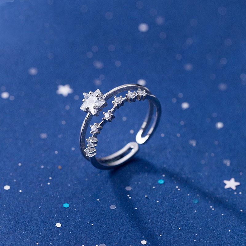 Xiaomi 925 Sterling Silver Zircon Rings For Women Geometric Fine Jewelry Finger Adjustable Geometric CZ  Ring For Party Birthday Gift