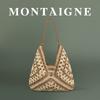 French Montaigne/Montian Versatile Commuter Shoulder Woven Bag Large Capacity Tote Bag Straw Woven Vacation Women's Bag
