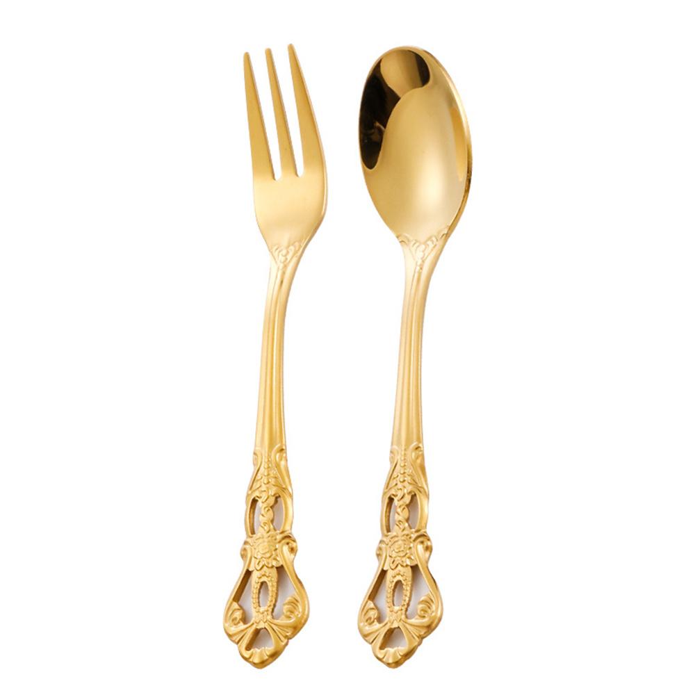 1/3PCS Teaspoon European-style Carved Stainless Steel Small Gift Tableware Long Handle Colorful Kitchen Accessories