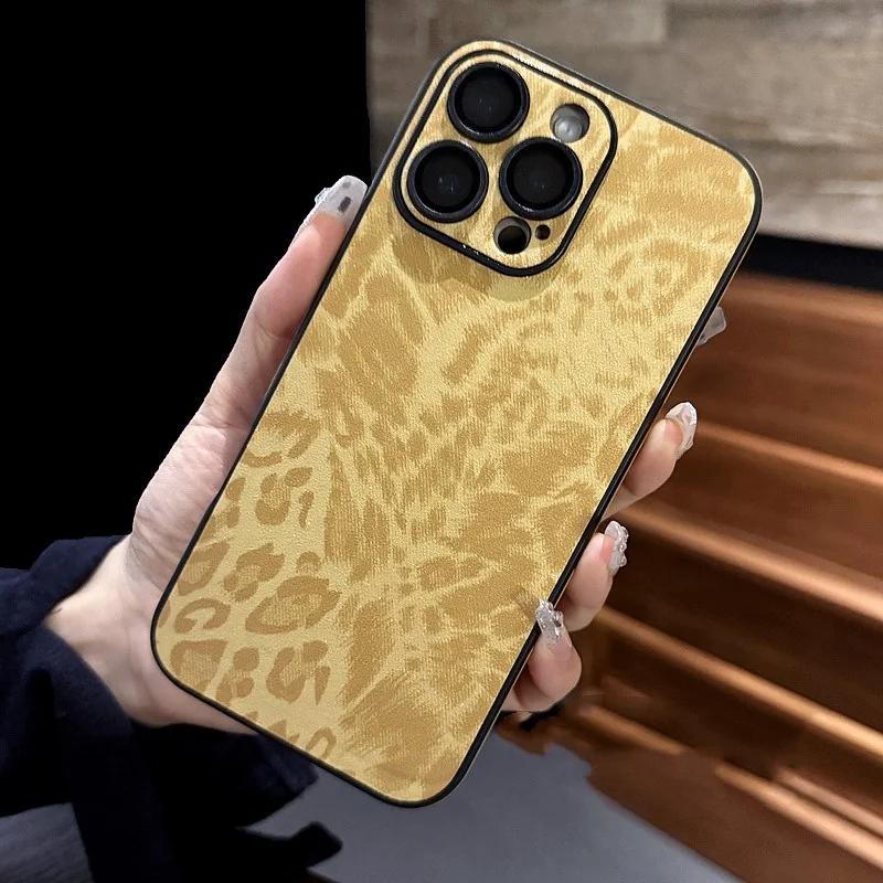 

Роскошный кожаный чехол для телефона с ярким леопардовым принтом для iPhone 16 15 14 Plus 13 12 11 Pro Max Мягкий бампер Матовый противоударный чехол For iPhone 11 Pro Max