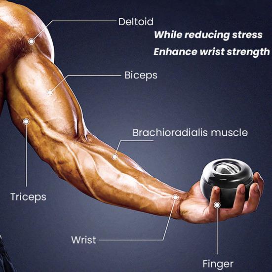 Auto-Start Wrist Ball Exerciser Adjustable Resistance Forearm Trainer Strengthener Torque Ball with Light Muscle Joint Exercise Gyro Ball Hand