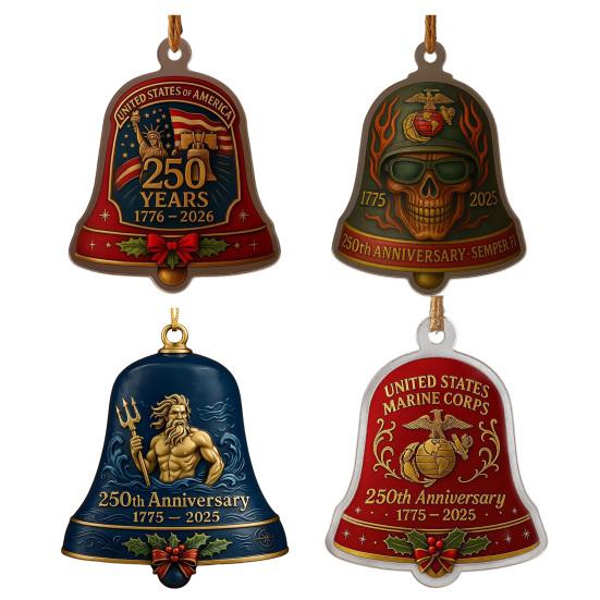 U.S. 250th Anniversary Bell Ornament Commemorative Doorbell of The United States Christmas Tree Hanging Ornament Patriotic Gifts for Collectors